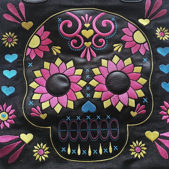 Loungefly Dia de Los Muertos Skull Shoulder Bag Purse - Large - Picture 2 of 7